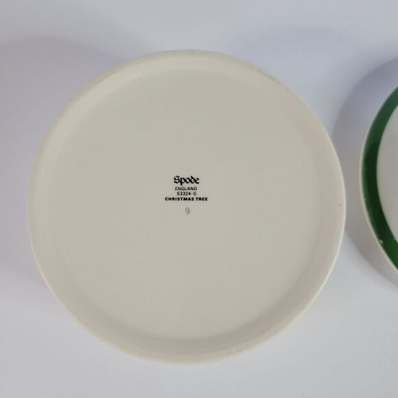 Green White Spode Christmas Tree Porcelain Round 5” Trinket Powder Box England - Picture 2 of 14